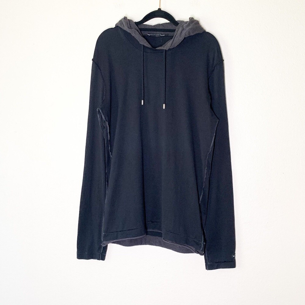 Dolce & Gabbana Long Sleeve T-Shirt Hoodie Men's 48 Medium Black Gray Small Logo